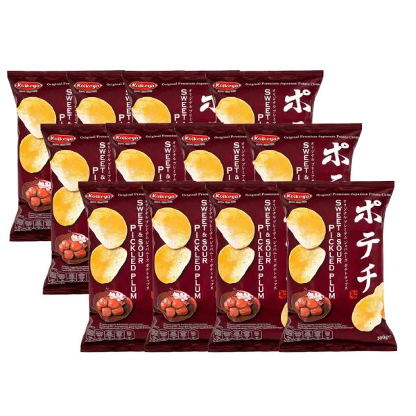 12x Sweet & Sour Pickled Plum Chips | Beliebter Snack aus Japan | Knusprige Kartoffelchips mit süß-säuerlichem Pflaumen Geschmack - Lebensmittel Sale – Große Auswahl & Top Preise | Kostenlose