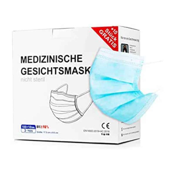 100 Stück + 10 Stück GRATIS OP-Mundschutz – TYP IIR (CE Zertifiziert) – Einmal Mundbedeckung (110 Stück Med). - Lebensmittel Sale – Große Auswahl & Top Preise | Kostenloser Versand ab 40€